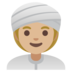 Woman Wearing Turban: Medium-light Skin Tone Emoji Copy Paste ― 👳🏼‍♀ - google-android