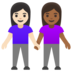 Women Holding Hands: Light Skin Tone, Medium-dark Skin Tone Emoji Copy Paste ― 👩🏻‍🤝‍👩🏾 - google-android