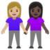 Women Holding Hands: Medium-light Skin Tone, Dark Skin Tone Emoji Copy Paste ― 👩🏼‍🤝‍👩🏿 - google-android