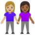 Women Holding Hands: Medium-light Skin Tone, Medium-dark Skin Tone Emoji Copy Paste ― 👩🏼‍🤝‍👩🏾 - google-android