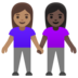 Women Holding Hands: Medium Skin Tone, Dark Skin Tone Emoji Copy Paste ― 👩🏽‍🤝‍👩🏿 - google-android