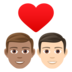 Couple With Heart: Man, Man, Medium Skin Tone, Light Skin Tone Emoji Copy Paste ― 👨🏽‍❤️‍👨🏻 - joypixels