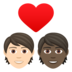 Couple With Heart: Person, Person, Light Skin Tone, Dark Skin Tone Emoji Copy Paste ― 🧑🏻‍❤️‍🧑🏿 - joypixels