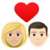 Couple With Heart: Woman, Man, Medium-light Skin Tone, Light Skin Tone Emoji Copy Paste ― 👩🏼‍❤️‍👨🏻 - joypixels