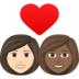 Couple With Heart: Woman, Woman, Light Skin Tone, Medium-dark Skin Tone Emoji Copy Paste ― 👩🏻‍❤️‍👩🏾 - joypixels