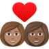 Couple With Heart: Woman, Woman, Medium Skin Tone, Medium-dark Skin Tone Emoji Copy Paste ― 👩🏽‍❤️‍👩🏾 - joypixels