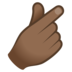 Hand With Index Finger And Thumb Crossed: Medium-dark Skin Tone Emoji Copy Paste ― 🫰🏾 - joypixels