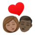 Kiss: Woman, Man, Medium Skin Tone, Dark Skin Tone Emoji Copy Paste ― 👩🏽‍❤️‍💋‍👨🏿 - joypixels