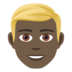 Man: Dark Skin Tone, Blond Hair Emoji Copy Paste ― 👱🏿‍♂ - joypixels