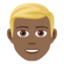 Man: Medium-dark Skin Tone, Blond Hair Emoji Copy Paste ― 👱🏾‍♂ - joypixels