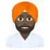 Man Wearing Turban: Dark Skin Tone Emoji Copy Paste ― 👳🏿‍♂ - joypixels