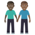 Men Holding Hands: Dark Skin Tone, Medium-dark Skin Tone Emoji Copy Paste ― 👨🏿‍🤝‍👨🏾 - joypixels