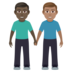 Men Holding Hands: Dark Skin Tone, Medium Skin Tone Emoji Copy Paste ― 👨🏿‍🤝‍👨🏽 - joypixels