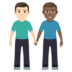 Men Holding Hands: Light Skin Tone, Medium-dark Skin Tone Emoji Copy Paste ― 👨🏻‍🤝‍👨🏾 - joypixels