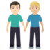 Men Holding Hands: Light Skin Tone, Medium-light Skin Tone Emoji Copy Paste ― 👨🏻‍🤝‍👨🏼 - joypixels