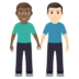 Men Holding Hands: Medium-dark Skin Tone, Light Skin Tone Emoji Copy Paste ― 👨🏾‍🤝‍👨🏻 - joypixels