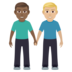 Men Holding Hands: Medium-dark Skin Tone, Medium-light Skin Tone Emoji Copy Paste ― 👨🏾‍🤝‍👨🏼 - joypixels