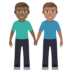 Men Holding Hands: Medium-dark Skin Tone, Medium Skin Tone Emoji Copy Paste ― 👨🏾‍🤝‍👨🏽 - joypixels