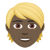 Person: Dark Skin Tone, Blond Hair Emoji Copy Paste ― 👱🏿 - joypixels