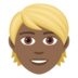 Person: Medium-dark Skin Tone, Blond Hair Emoji Copy Paste ― 👱🏾 - joypixels