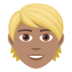 Person: Medium Skin Tone, Blond Hair Emoji Copy Paste ― 👱🏽 - joypixels