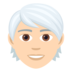 Person: Light Skin Tone, White Hair Emoji Copy Paste ― 🧑🏻‍🦳 - joypixels