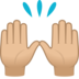 Raising Hands: Medium-light Skin Tone Emoji Copy Paste ― 🙌🏼 - joypixels