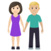 Woman And Man Holding Hands: Light Skin Tone, Medium-light Skin Tone Emoji Copy Paste ― 👩🏻‍🤝‍👨🏼 - joypixels
