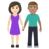 Woman And Man Holding Hands: Light Skin Tone, Medium Skin Tone Emoji Copy Paste ― 👩🏻‍🤝‍👨🏽 - joypixels