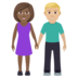 Woman And Man Holding Hands: Medium-dark Skin Tone, Medium-light Skin Tone Emoji Copy Paste ― 👩🏾‍🤝‍👨🏼 - joypixels