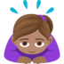 Woman Bowing: Medium Skin Tone Emoji Copy Paste ― 🙇🏽‍♀ - joypixels