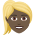 Woman: Dark Skin Tone, Blond Hair Emoji Copy Paste ― 👱🏿‍♀ - joypixels