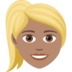 Woman: Medium Skin Tone, Blond Hair Emoji Copy Paste ― 👱🏽‍♀ - joypixels