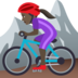Woman Mountain Biking: Dark Skin Tone Emoji Copy Paste ― 🚵🏿‍♀ - joypixels