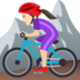 Woman Mountain Biking: Light Skin Tone Emoji Copy Paste ― 🚵🏻‍♀ - joypixels