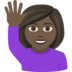 Woman Raising Hand: Dark Skin Tone Emoji Copy Paste ― 🙋🏿‍♀ - joypixels