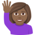 Woman Raising Hand: Medium-dark Skin Tone Emoji Copy Paste ― 🙋🏾‍♀ - joypixels