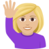Woman Raising Hand: Medium-light Skin Tone Emoji Copy Paste ― 🙋🏼‍♀ - joypixels