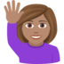 Woman Raising Hand: Medium Skin Tone Emoji Copy Paste ― 🙋🏽‍♀ - joypixels