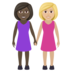 Women Holding Hands: Dark Skin Tone, Medium-light Skin Tone Emoji Copy Paste ― 👩🏿‍🤝‍👩🏼 - joypixels