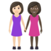 Women Holding Hands: Light Skin Tone, Dark Skin Tone Emoji Copy Paste ― 👩🏻‍🤝‍👩🏿 - joypixels