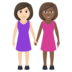 Women Holding Hands: Light Skin Tone, Medium-dark Skin Tone Emoji Copy Paste ― 👩🏻‍🤝‍👩🏾 - joypixels