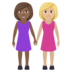 Women Holding Hands: Medium-dark Skin Tone, Medium-light Skin Tone Emoji Copy Paste ― 👩🏾‍🤝‍👩🏼 - joypixels