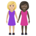Women Holding Hands: Medium-light Skin Tone, Dark Skin Tone Emoji Copy Paste ― 👩🏼‍🤝‍👩🏿 - joypixels