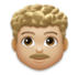Man: Medium-light Skin Tone, Curly Hair Emoji Copy Paste ― 👨🏼‍🦱 - lg