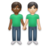 Men Holding Hands: Medium-dark Skin Tone, Light Skin Tone Emoji Copy Paste ― 👨🏾‍🤝‍👨🏻 - lg