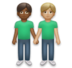 Men Holding Hands: Medium-dark Skin Tone, Medium-light Skin Tone Emoji Copy Paste ― 👨🏾‍🤝‍👨🏼 - lg