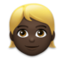 Person: Dark Skin Tone, Blond Hair Emoji Copy Paste ― 👱🏿 - lg