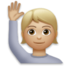 Person Raising Hand: Medium-light Skin Tone Emoji Copy Paste ― 🙋🏼 - lg