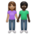 Woman And Man Holding Hands: Medium Skin Tone, Dark Skin Tone Emoji Copy Paste ― 👩🏽‍🤝‍👨🏿 - lg